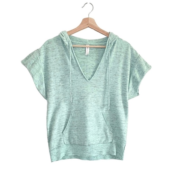 Anthropologie Daily Practice Short Sleeve Hooded Sweatshirt Tee Mint Green XS - Picture 2 of 11